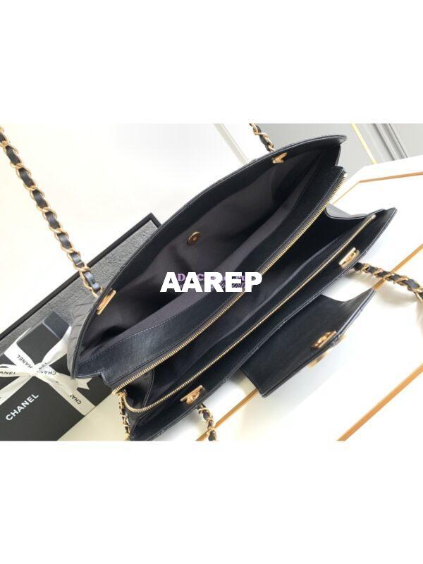 Replica Chanel Supermodel Weekender Black Leather Extra Large Travel Flap Shoulder Bag 8