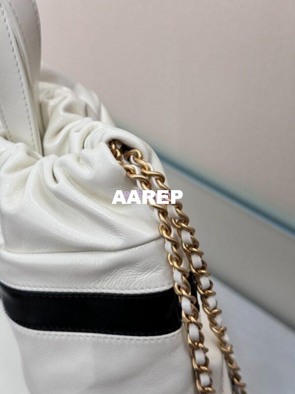 Replica Chanel 22 Backpack in Shiny Calfskin AS3313 White Black 7