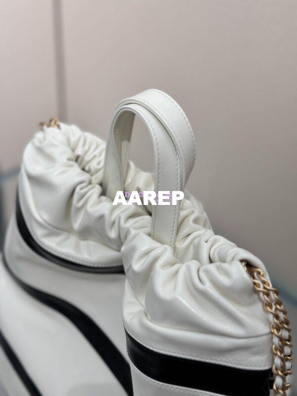 Replica Chanel 22 Backpack in Shiny Calfskin AS3313 White Black 10