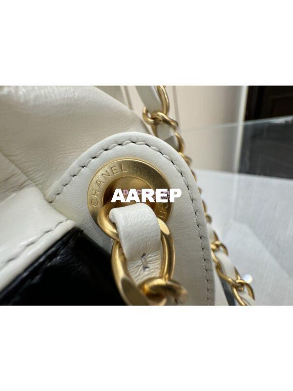 Replica Chanel 22 Backpack in Shiny Calfskin AS3313 White Black 12