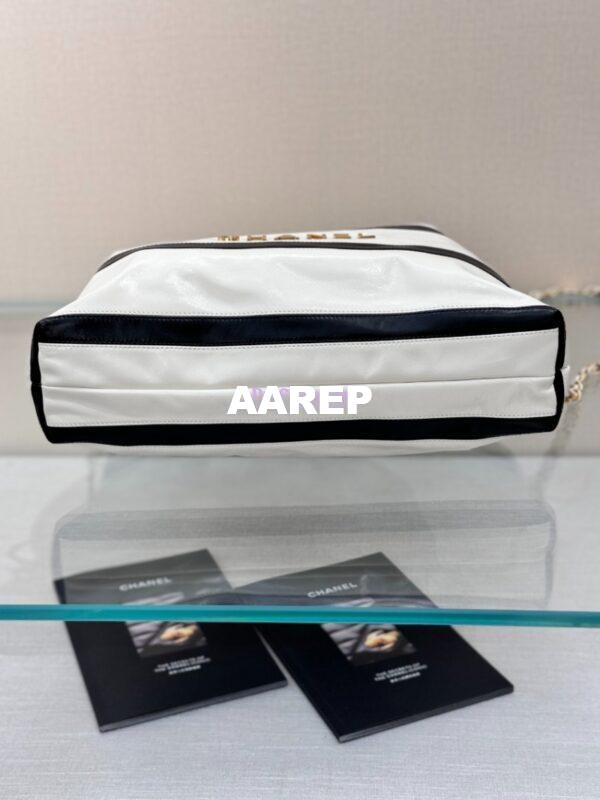 Replica Chanel 22 Backpack in Shiny Calfskin AS3313 White Black 13