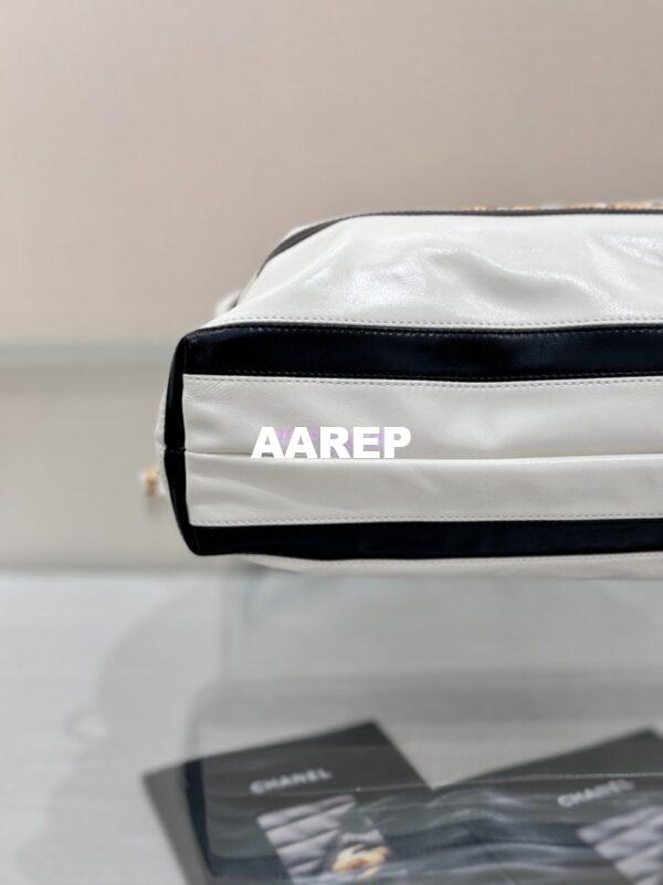 Replica Chanel 22 Backpack in Shiny Calfskin AS3313 White Black 14