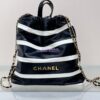 Replica Chanel 22 Backpack in Shiny Calfskin AS3313 White Black