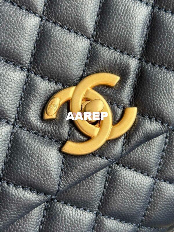 Replica Chanel Coco Grained Calfskin Flap Bag with Lizard Tote 92991 Navy Blue 8
