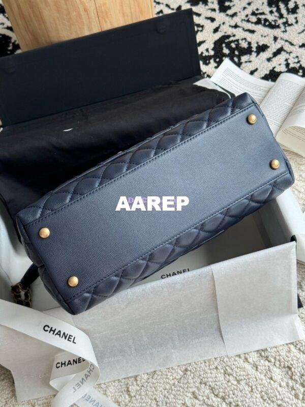 Replica Chanel Coco Grained Calfskin Flap Bag with Lizard Tote 92991 Navy Blue 11