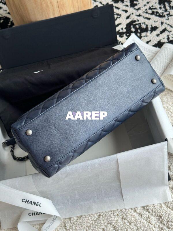 Replica Chanel Coco Grained Calfskin Flap Bag with Lizard Tote 92991 Navy Blue 20