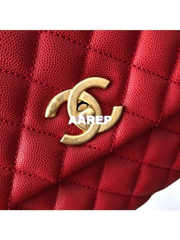 Replica Chanel Coco Grained Calfskin Flap Bag with Lizard Tote 92991 Red 8