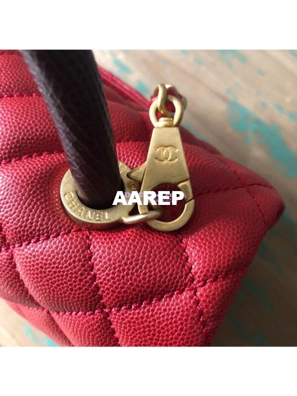 Replica Chanel Coco Grained Calfskin Flap Bag with Lizard Tote 92991 Red 9