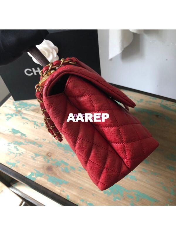 Replica Chanel Coco Grained Calfskin Flap Bag with Lizard Tote 92991 Red 10