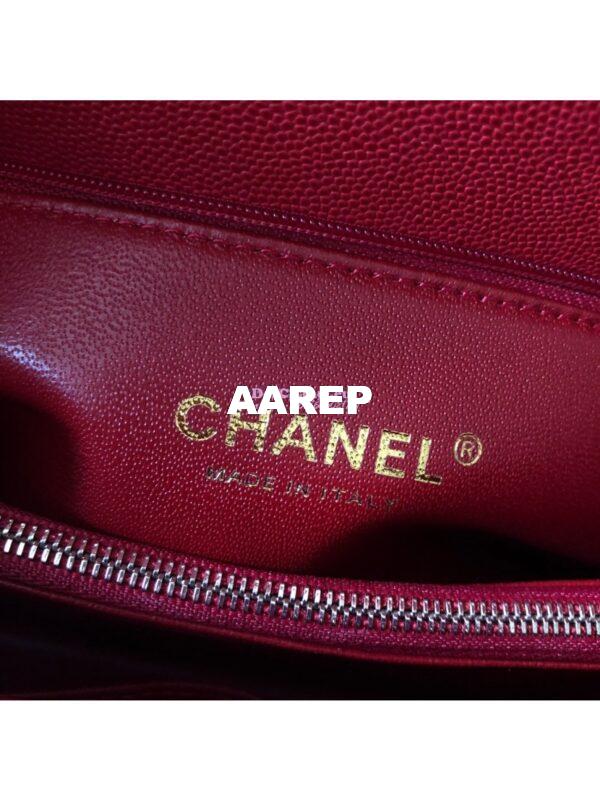 Replica Chanel Coco Grained Calfskin Flap Bag with Lizard Tote 92991 Red 12