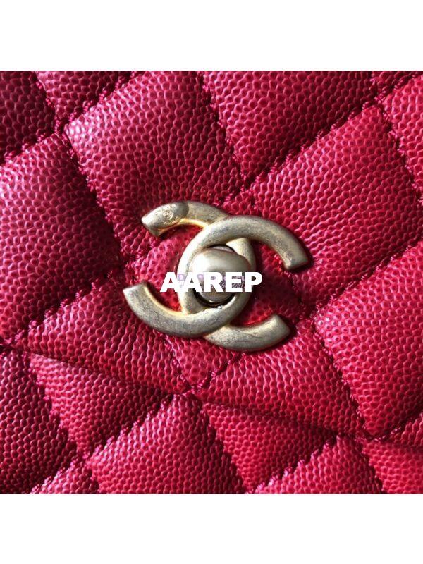 Replica Chanel Coco Grained Calfskin Flap Bag with Lizard Tote 92991 Red 18