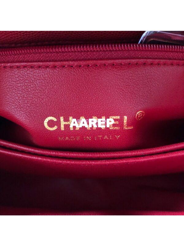 Replica Chanel Coco Grained Calfskin Flap Bag with Lizard Tote 92991 Red 22