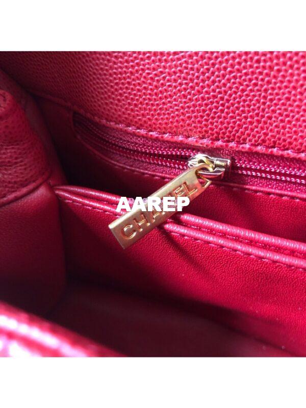 Replica Chanel Coco Grained Calfskin Flap Bag with Lizard Tote 92991 Red 24