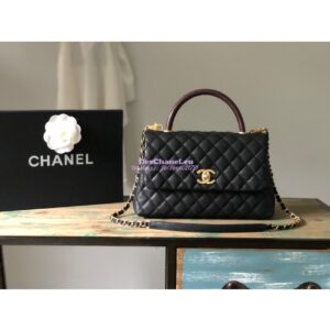 Replica Chanel Coco Grained Calfskin Flap Bag with Lizard Tote 92991 Black 2