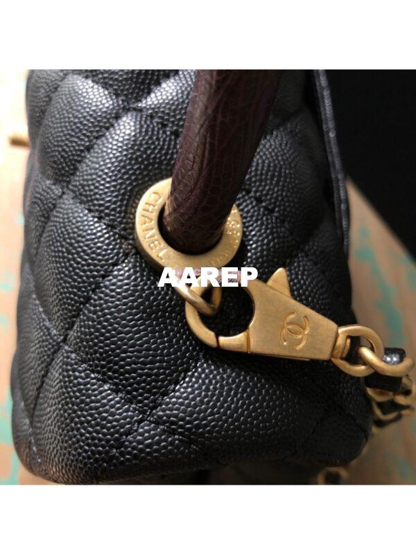 Replica Chanel Coco Grained Calfskin Flap Bag with Lizard Tote 92991 Black 9