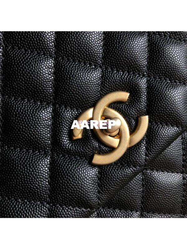 Replica Chanel Coco Grained Calfskin Flap Bag with Lizard Tote 92991 Black 10