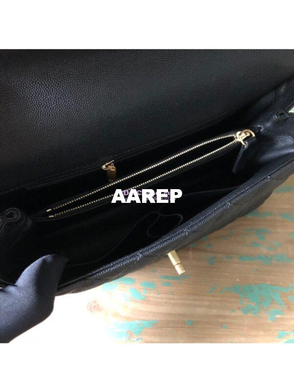 Replica Chanel Coco Grained Calfskin Flap Bag with Lizard Tote 92991 Black 12