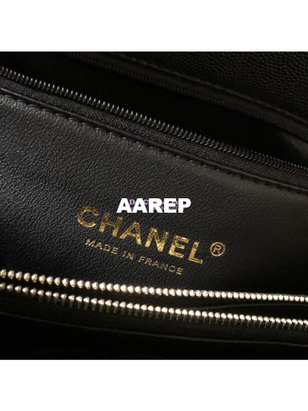 Replica Chanel Coco Grained Calfskin Flap Bag with Lizard Tote 92991 Black 13