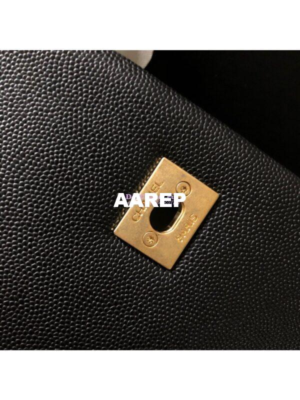 Replica Chanel Coco Grained Calfskin Flap Bag with Lizard Tote 92991 Black 14