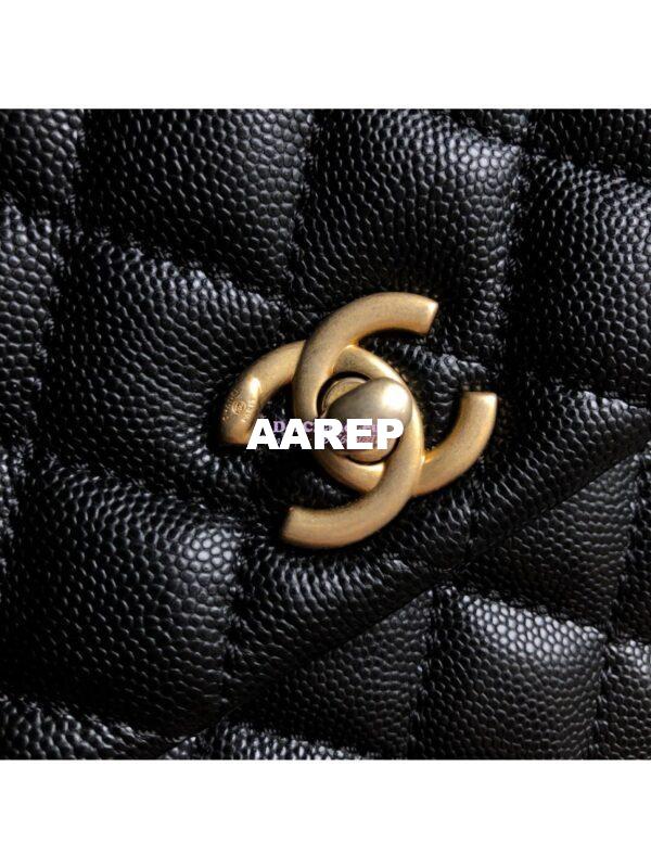 Replica Chanel Coco Grained Calfskin Flap Bag with Lizard Tote 92991 Black 21