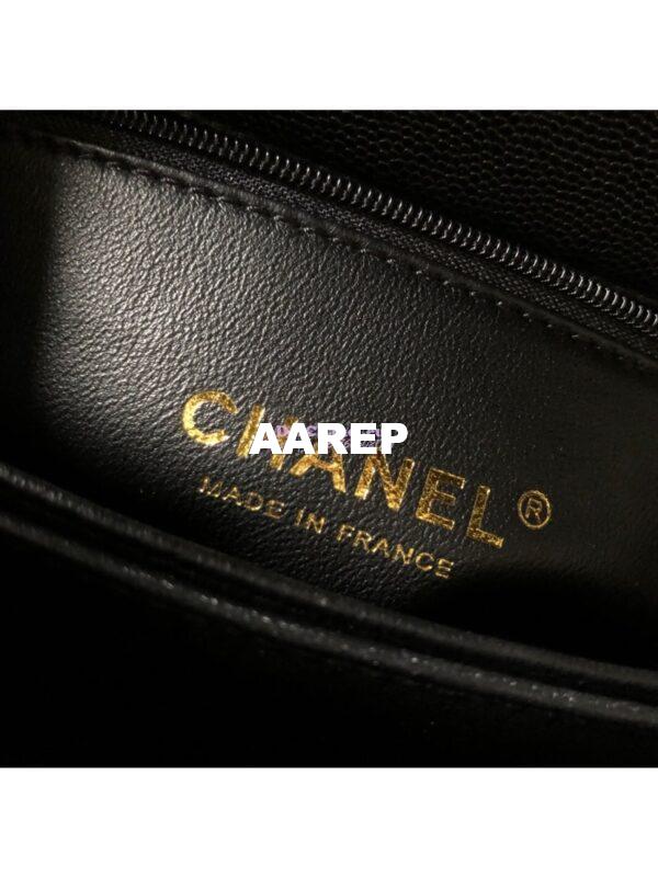 Replica Chanel Coco Grained Calfskin Flap Bag with Lizard Tote 92991 Black 23