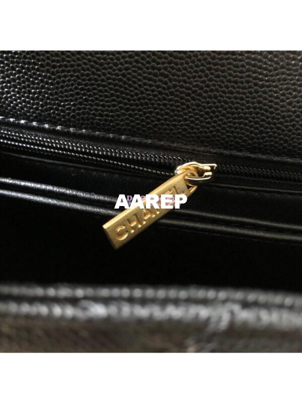 Replica Chanel Coco Grained Calfskin Flap Bag with Lizard Tote 92991 Black 24