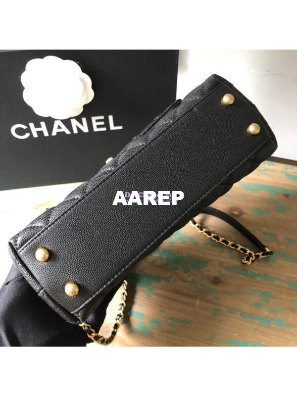 Replica Chanel Coco Grained Calfskin Flap Bag with Lizard Tote 92991 Black 27