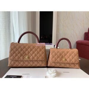 Replica Chanel Coco Grained Calfskin Flap Bag with Lizard Tote 92991 Camel