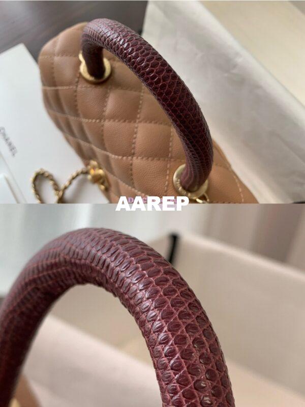 Replica Chanel Coco Grained Calfskin Flap Bag with Lizard Tote 92991 Camel 5