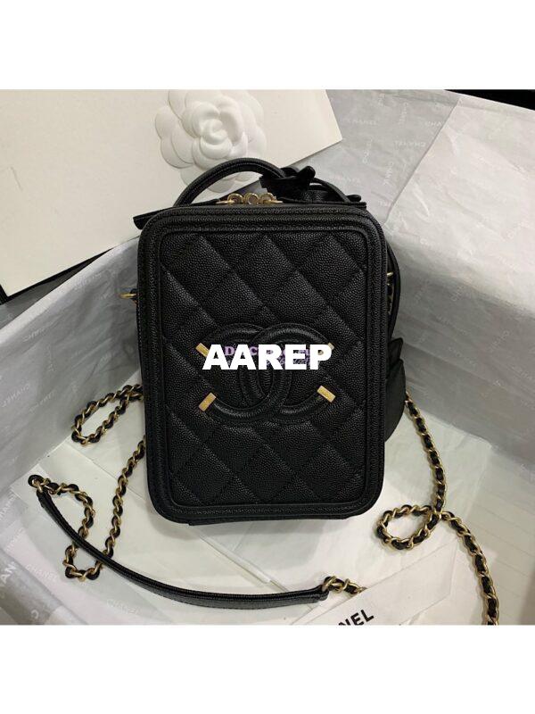 Replica Chanel North South CC Filigree Vanity Case AS0988 Black 3