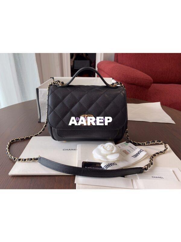 Replica Chanel Business Affinity Small Flap Bag with Top Handle A93749 Black 3