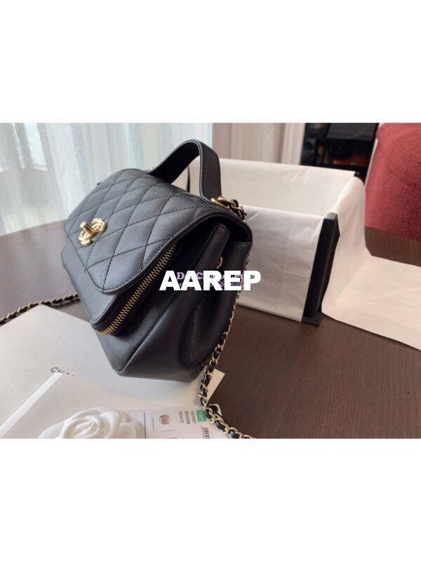 Replica Chanel Business Affinity Small Flap Bag with Top Handle A93749 Black 6