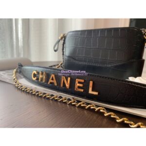 Replica Chanel Gabrielle Clutch in Crocodile Embossed Calfskin A94505 Black 2