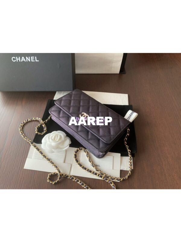 Replica Chanel Iridescent 19s CC Wallet On Chain WOC AP0315 Pearly Black 4