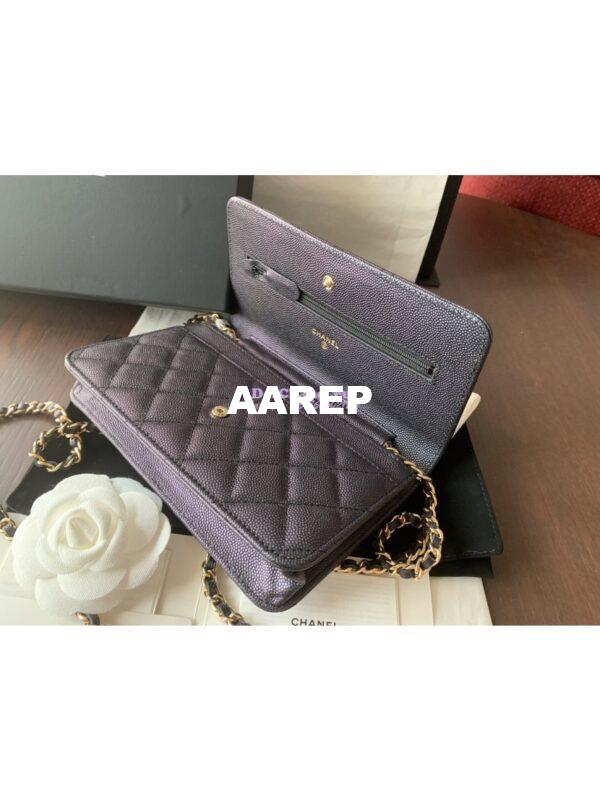Replica Chanel Iridescent 19s CC Wallet On Chain WOC AP0315 Pearly Black 8