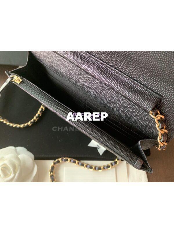 Replica Chanel Iridescent 19s CC Wallet On Chain WOC AP0315 Pearly Black 10