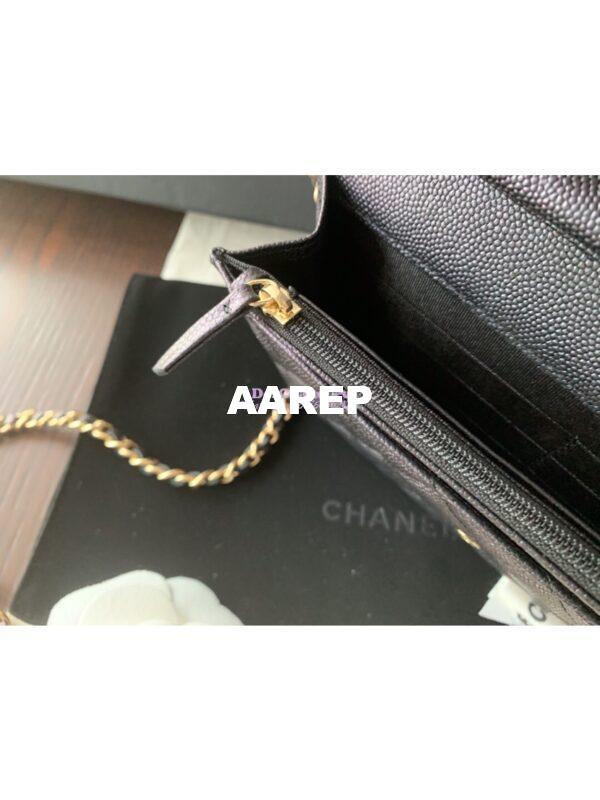Replica Chanel Iridescent 19s CC Wallet On Chain WOC AP0315 Pearly Black 11