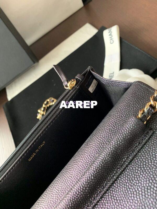 Replica Chanel Iridescent 19s CC Wallet On Chain WOC AP0315 Pearly Black 12