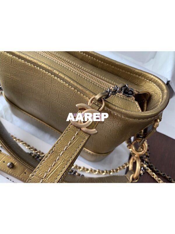 Replica Chanel Gabrielle Hobo Bag in Metallic Crocodile Embossed AS0865 Gold 4