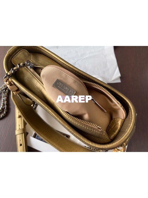 Replica Chanel Gabrielle Hobo Bag in Metallic Crocodile Embossed AS0865 Gold 9