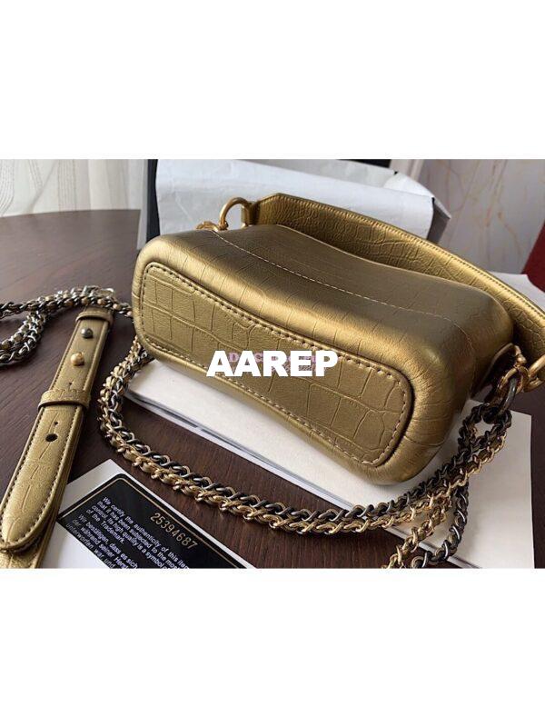 Replica Chanel Gabrielle Hobo Bag in Metallic Crocodile Embossed AS0865 Gold 10