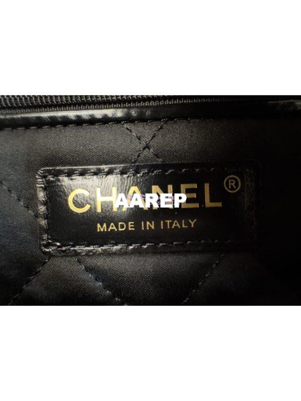 Replica Chanel 22 Backpack in Shiny Calfskin AS3313 Black white 13