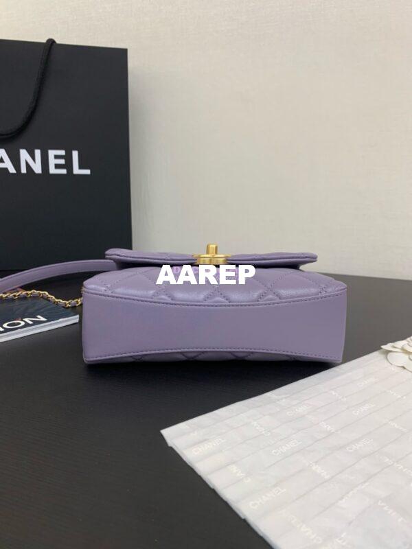 Replica Chanel Mini Flap Bag With Top Handle with Pearls Shiny Lambskin AS5001 Light Purple 9