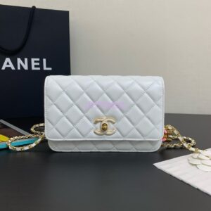 Replica Chanel Wallet On Chain Shiny Lambskinwith Enamel CC AP3938 White (Limited Edition)