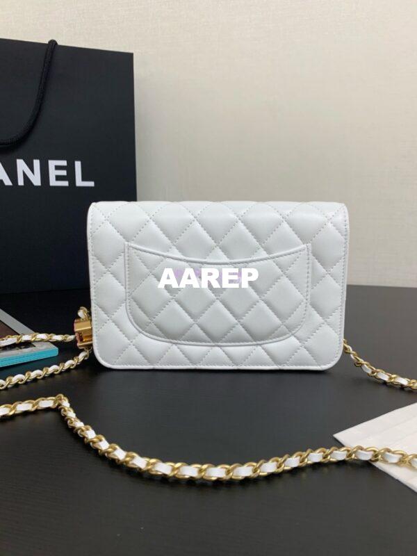 Replica Chanel Wallet On Chain Shiny Lambskinwith Enamel CC AP3938 White (Limited Edition) 5