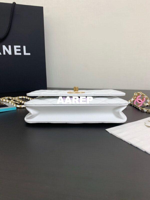 Replica Chanel Wallet On Chain Shiny Lambskinwith Enamel CC AP3938 White (Limited Edition) 6