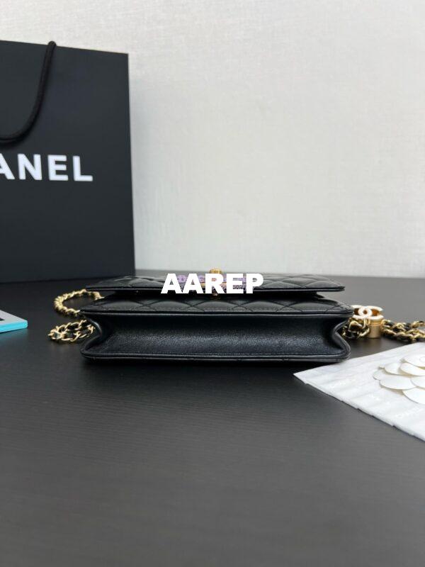 Replica Chanel Wallet On Chain Shiny Lambskinwith Enamel CC AP3938 Black (Limited Edition) 7
