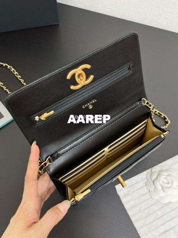 Replica Chanel Wallet On Chain Shiny Lambskinwith Enamel CC AP3938 Black (Limited Edition) 8
