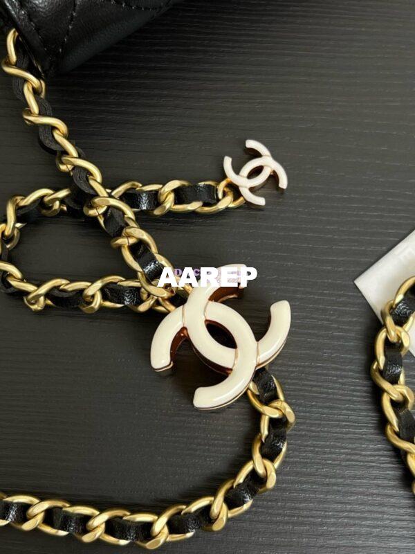 Replica Chanel Wallet On Chain Shiny Lambskinwith Enamel CC AP3938 Black (Limited Edition) 9