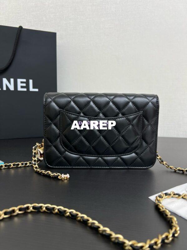 Replica Chanel Wallet On Chain Shiny Lambskinwith Enamel CC AP3938 Black (Limited Edition) 10